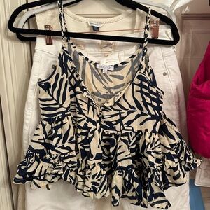 Madewell Navy and Cream Women's Top